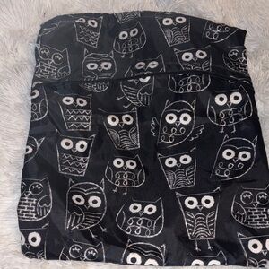 Black Drawstring Bag with Owl Patterns Thirty One